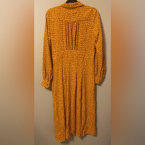 NWOT- Topshop Dress orange/cream long sleeve flowy midi dress size 12--not worn - Picture 5 of 9